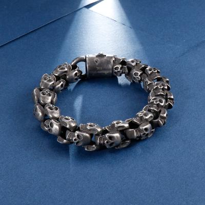 Bracciale a Catena Testa di Fantasma Maligno Teschio 12/15mm Uomo Acciaio Inossidabile 316L Punk Lucido Opaco Biker Rock Demone Gioielli