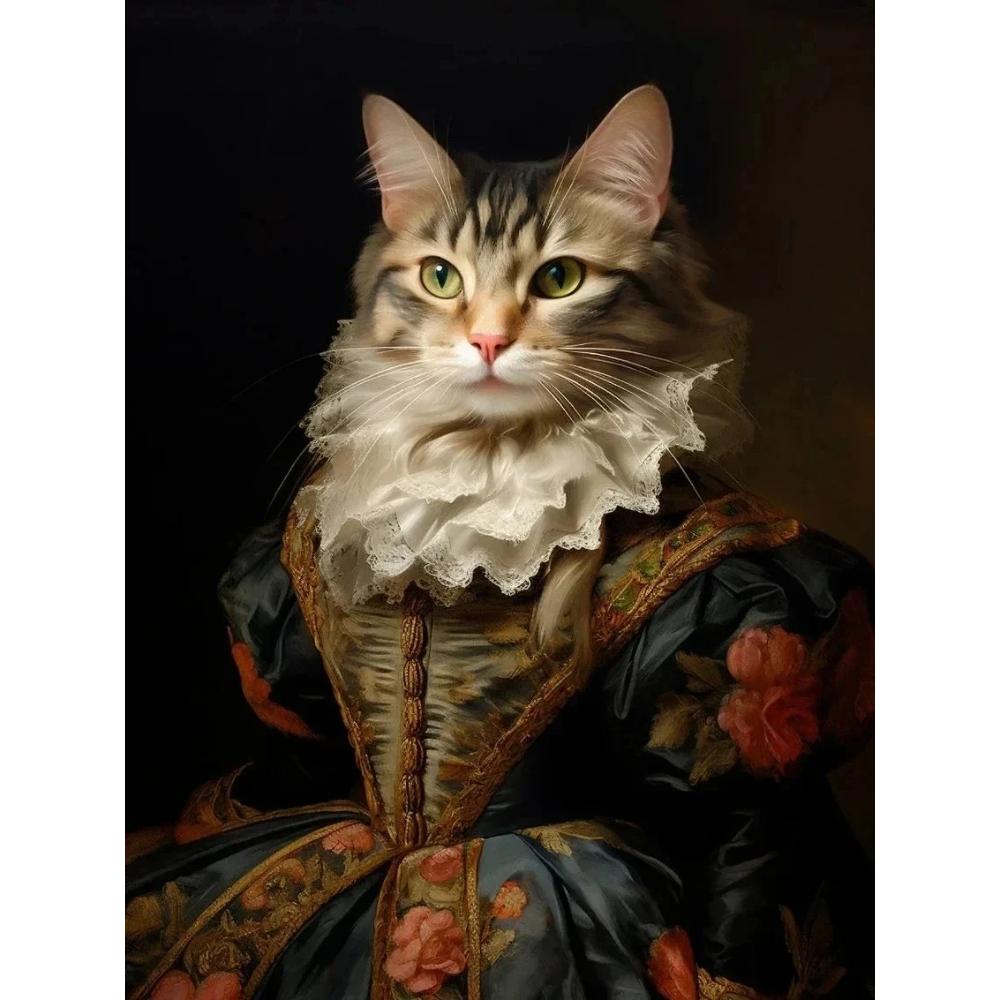 Vintage Palace Aristocrat Gorgeous Costume Animal Tiger Lion Rabbit Art Poster Canvas Paintings Wall Art HD Pictures Home Decor