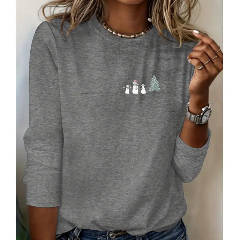 2025 Autumn & Winter Women's New Casual Crew Neck Long Sleeve Top 3D Cartoon Pattern