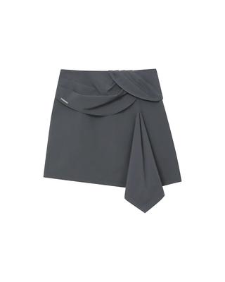 Miseki Seoul Layered Chiton Mini Skirt Charcoal