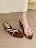 Ancient feeling two wear! Retro suede pointed toe with wedge heel sandals women's summer open toe sandals