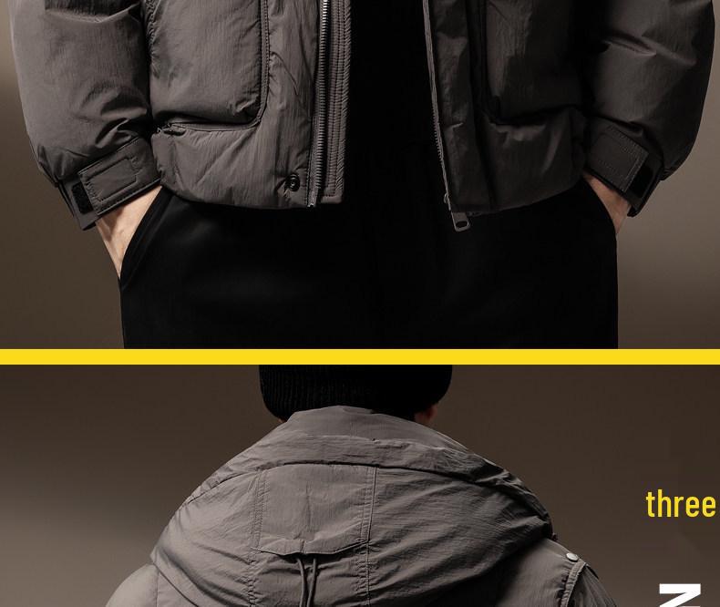 Men's High-End Lightweight 90% White Duck Down Puffer Jacket with Hood - Winter Warmth and Cold Protection