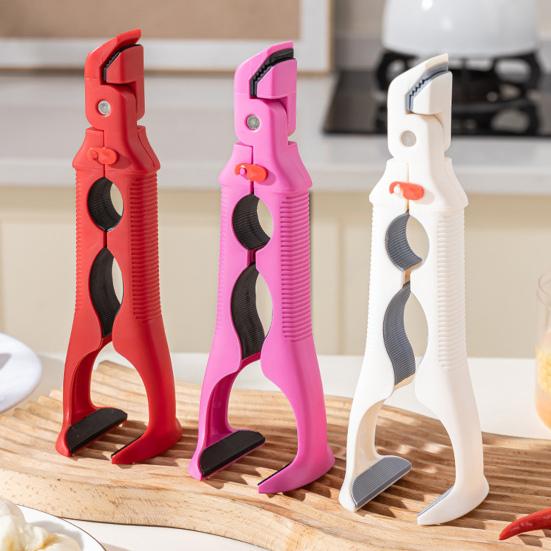 Anti-Scald Dish Clip 3-in-1 Multi-Functional Hot Plate Gripper Bowl Plate Clamp Bottle Opener Heat Resistant Silicone Kitchen Tool with Non-Slip Grip