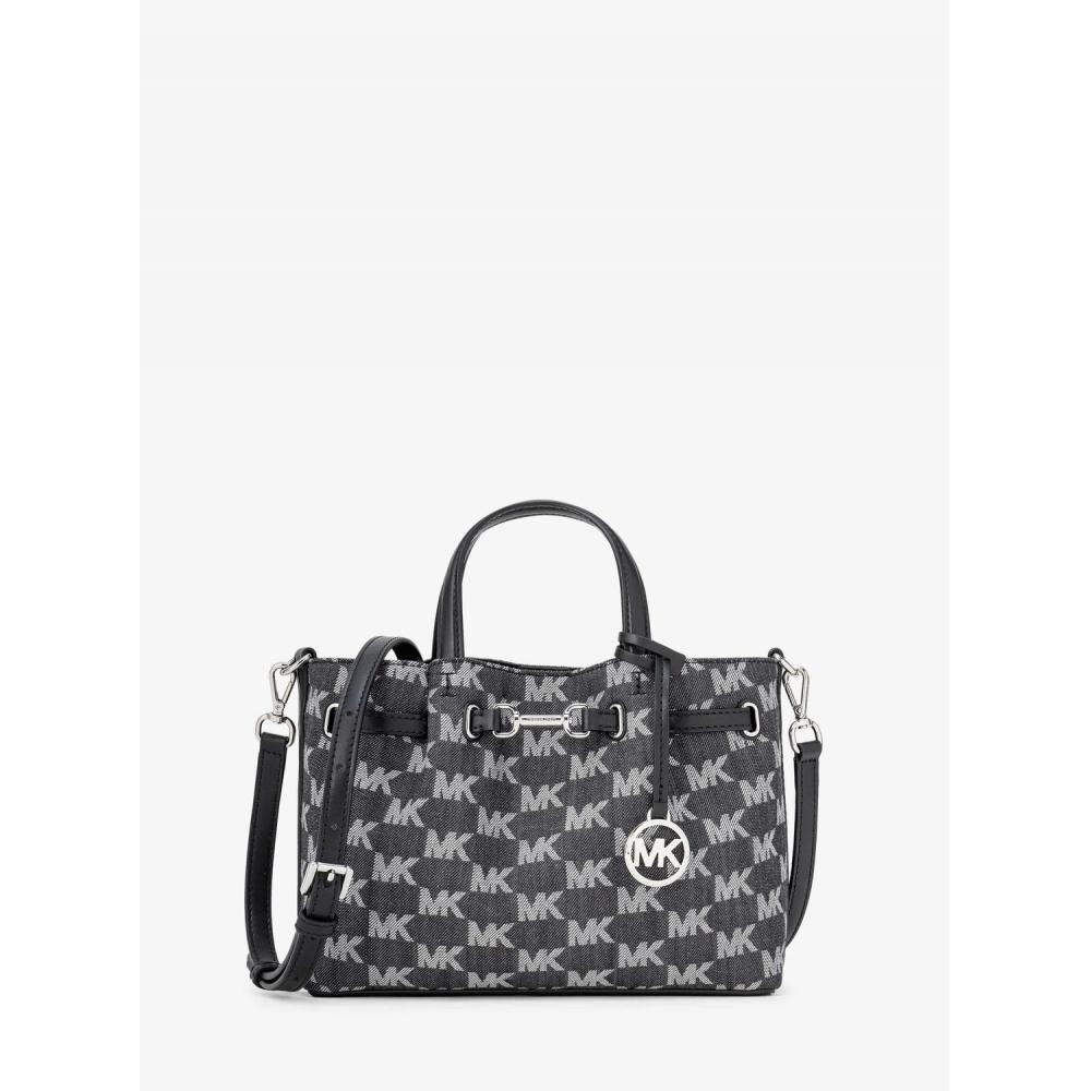 

Michael Kors Carson Center Zip Satchel Small Mk Signature 35t5s2zs5j1 Black F