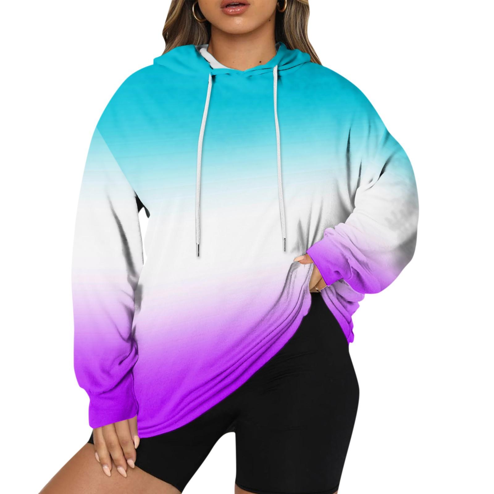 

Женский пуловер больших размеров с капюшоном и принтом, толстовка с длинным рукавом и капюшоном XXXXL фиолетовый