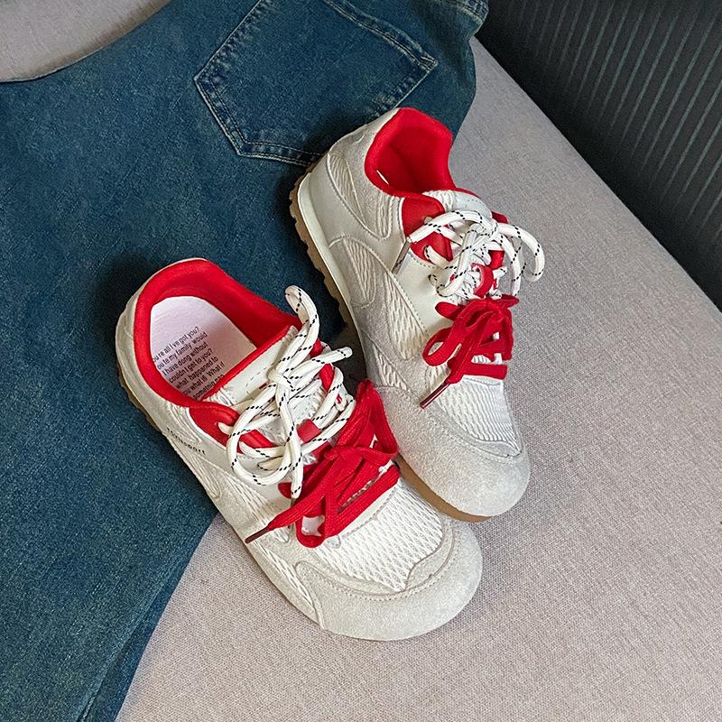 Retro Mesh Breathable Imitation Leather German Training Shoes Women's 2025 Summer New Pair of Shoelaces Versatile Casual Sports Forrest Gump Shoes