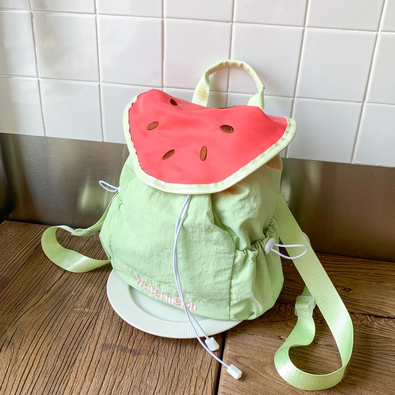 Summer dopamine contrasting color mini backpack women 2025 new Japanese cartoon fruit travel flip small backpack