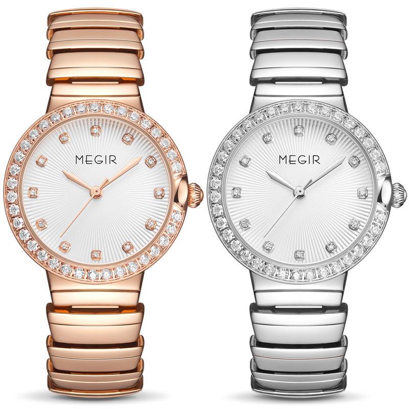 Women'S Watch, Versatile Diamond-Encrusted Copper Case Watch, Rose Gold Steel Belt Women'S Watch, Quartz Watch 7010