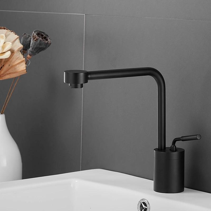 Tuqiu Brushed Gold Bathroom Faucet Basin Faucet Hot Cold Black Sink Faucet Brass Faucet Kitchen Faucet Swivel Sink Water Crane