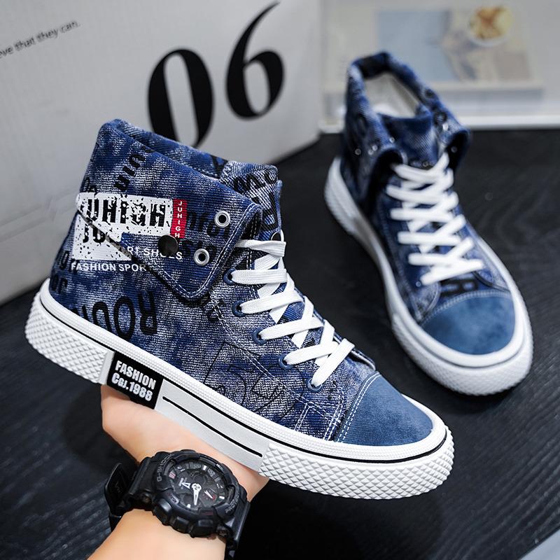 2024 Summer High Top Canvas Shoes Korean Edition Men's Shoes Trendy Student Shoes Board Shoes Breathable Versatile Shoes