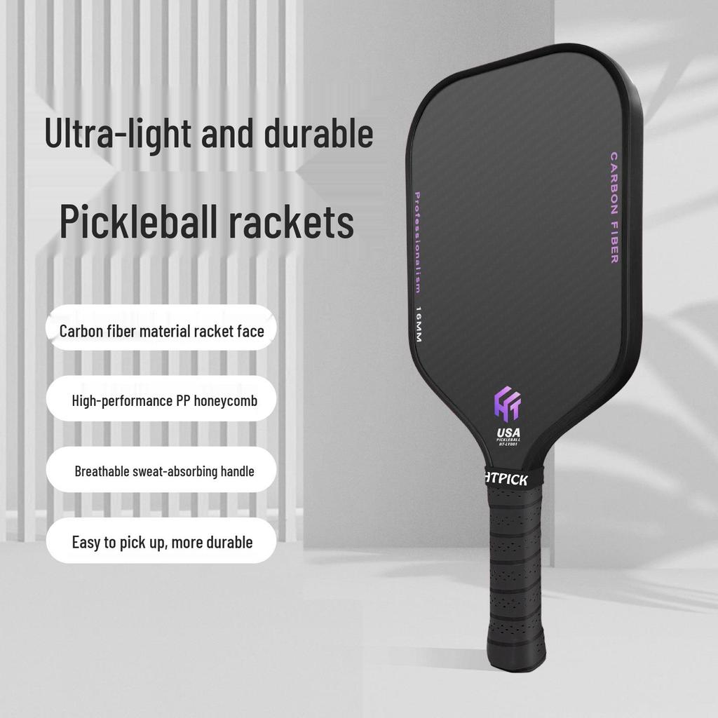 HTPICK Carbon Fiber Frosted Pickleball Racket - Professional Competition Level T700 for Outdoor Sports