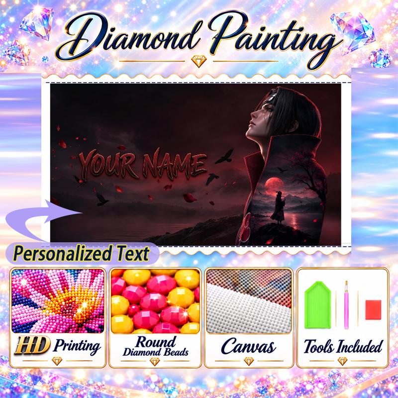 Personalized Itachi Uchiha Diamond Art Custom Name 5D Diamond Painting Full Drill DIY Craft