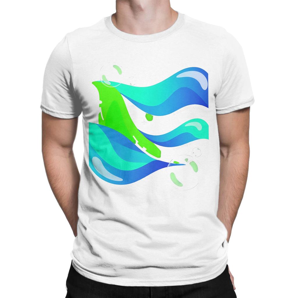 Aurora Wave Digital Flow Frutiger Aero Men T Shirts Novelty Tees Short Sleeve Round Collar TShirts Cotton Plus Size Clothing
