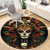 1pc Day of the Dead, Skull Office Round Area Rug, Under Office Chairs Bedroom Living Room Home Decor, Room Deco