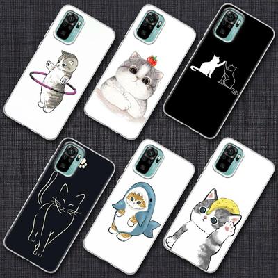 Grappige Cartoon Lijn Kat Dier Telefoonhoesje Voor Xiaomi Redmi Note 9s 8 11 7 9 10 s Pro Doorzichtig Schattig Hoesje Red mi Note 8Pro K40 Hoesjes