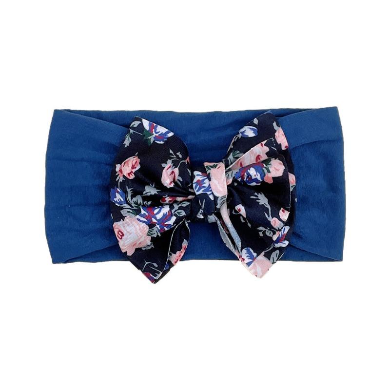 baby new children's hair accessories cute baby floral seamless wide headscarf nylon bow baby headband