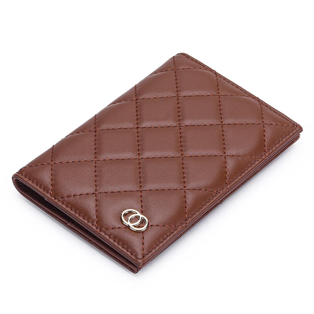 Chic Lambskin Diamond-Pattern Bi-Fold Passport & ID Wallet