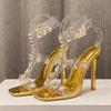 Mode Eilyken Sexy Kristall PVC Transparent Schnallenriemen Damen Sandalen Elegant Eckige Zehe Dünne Hohe Absätze Designer Damen Schuhe