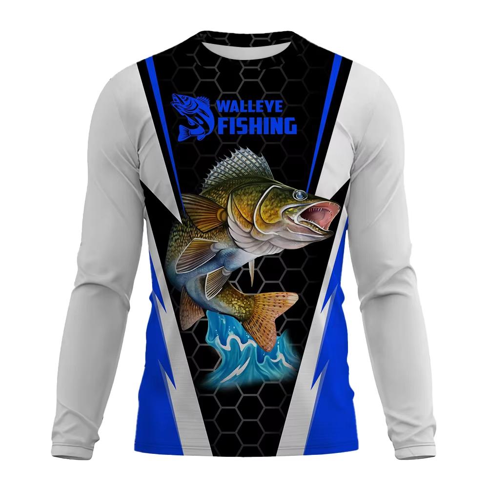 Fishing Graphic Men Fashion Tops Men's Clothing Outdoor Sun Protection Tee Men's Long Sleeve T-Shirt