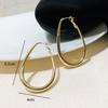Exaggerated Metal Big Circle Earrings For Women Female Classic Simple Beaded C Shape Round Hoop Earrings Smooth Ear Cuff Jewelry