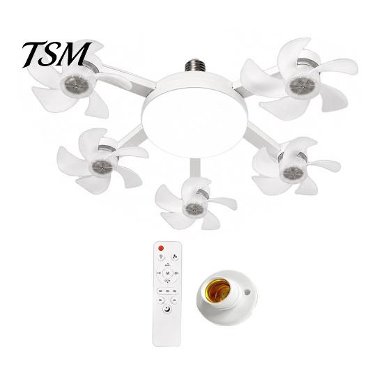 Foldable Blade Ceiling Fan 3/4/5 with Light & Remote Control, 2-in-1 Silent LED Drone Bedroom Blades, 3-Speed Dimmable E27 Socket for Kitchen