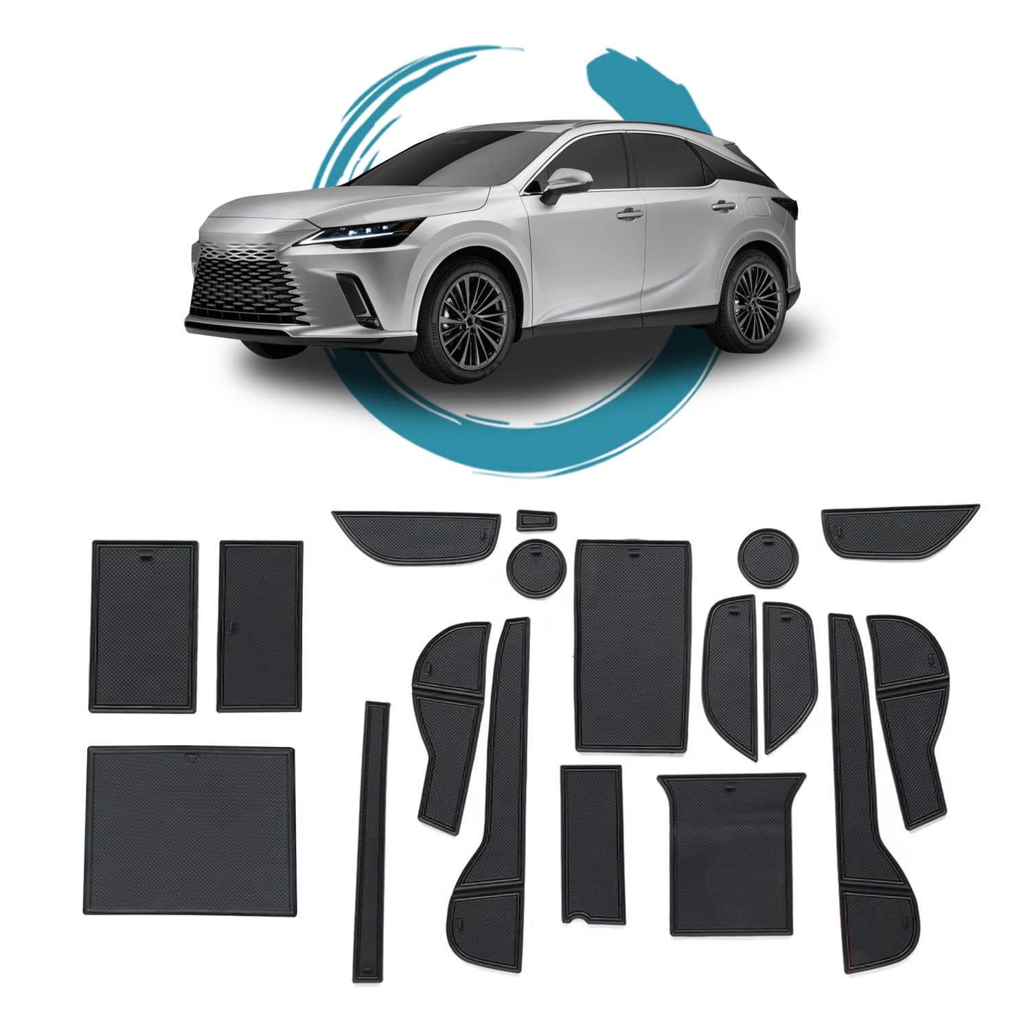 

ruiya 2022 Новый Lexus RX 5-го поколения RX350h RX500h Эксклюзивный резиновый коврик Коврик в карман двери Внутренний резиновый коврик Лист Аксессуар Коврик в карман Царапина чёрный