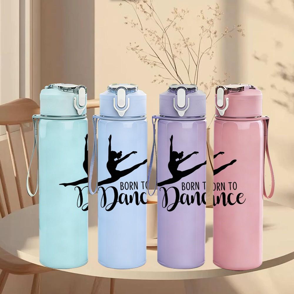 1PC Ballerina Dancer Silhouette Print 750ml Color Plastic Sports Water Bottle Leakproof Flip Straw Lid Suitable for Sports Office Home Use
