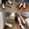 ~ Minimalist Temperament Silk Word with High Heels Kitten and Cool Slippers Women's Summer Models
