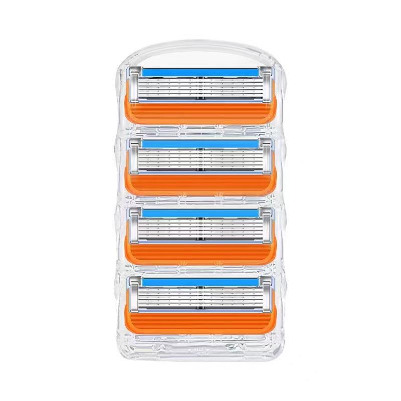 

Универсальная пятислойная мужская бритва с ручным управлением и оранжевыми лезвиями