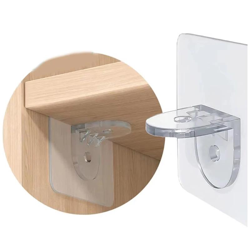 Shelf Bracket Adhesive Nail Self-adhesive Wardrobe Shelf Bracket Clip Wall Hanging Bracket Partition Non Punching Strong Bracket