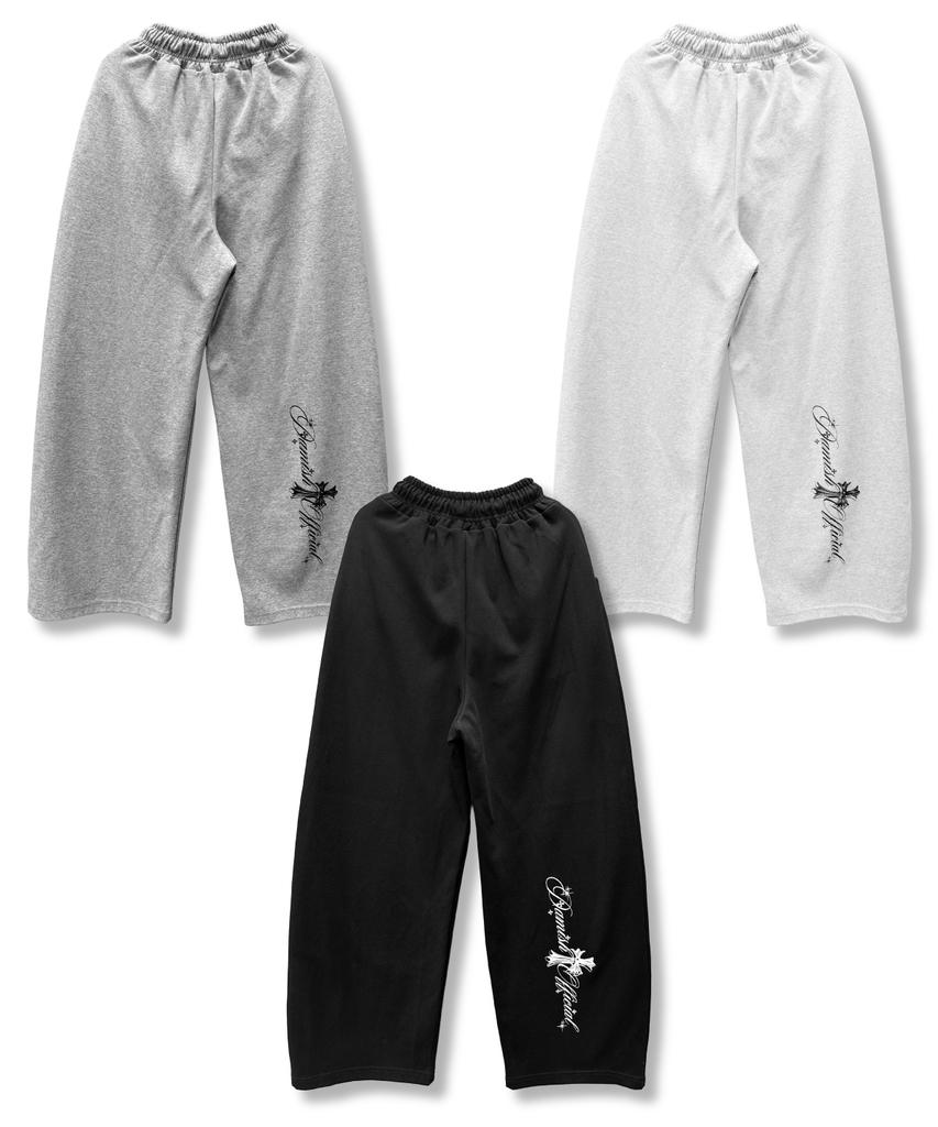 Damiswi Cross Wide One-Pleat Sweatpants_Black
