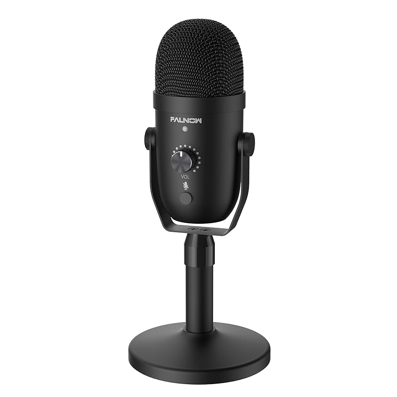 

Faunow microphone condenser microphone USB microphone unidirectional pc microphone With mute button noise reduction With microphone stand LED