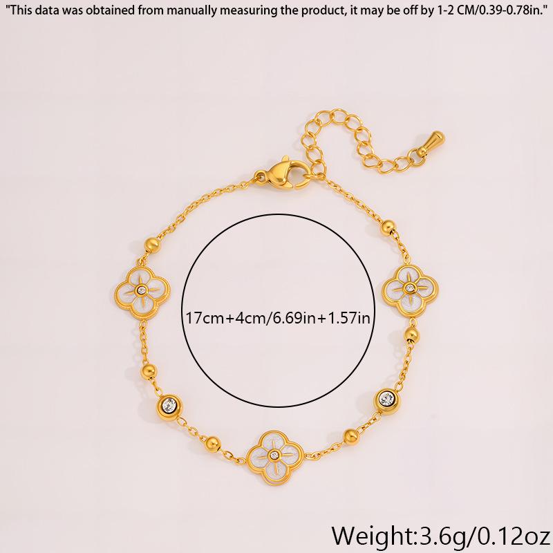 Elegant Women's Titanium Steel Bracelet with Diamond-Embedded Four-Leaf Clover and Eight-Pointed Star Design