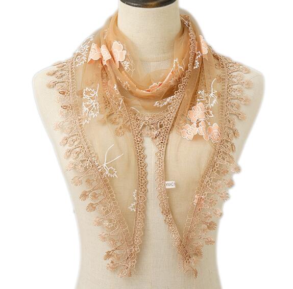 Triangle Soft Lace Veil Scarf Women Embroidered Tassel Veil Floral Prayer Church Headcovering Scarves Sheer Party Stoles