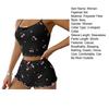 Women's Heart Print Ribbed Pajamas Set Crop Cami Tops And Shorts Cute Pjs