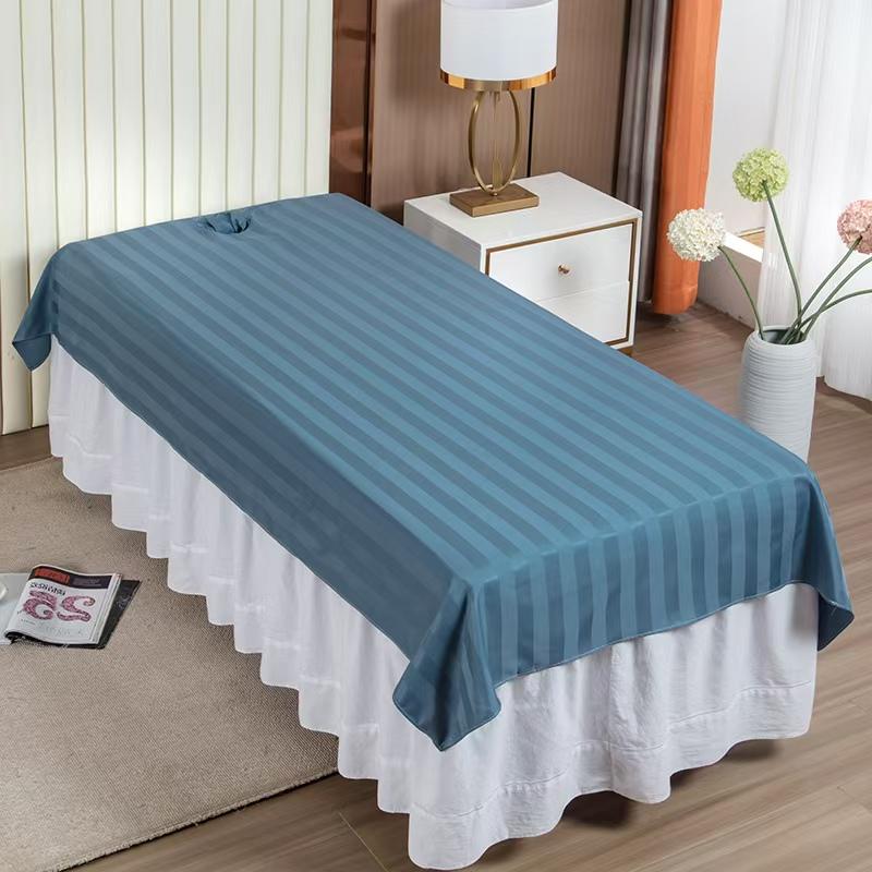 White Washable Beauty Salon Massage Bed Sheet with Hole - Anti-Dirty, Quick-Dry, Wrinkle-Resistant, Customizable.