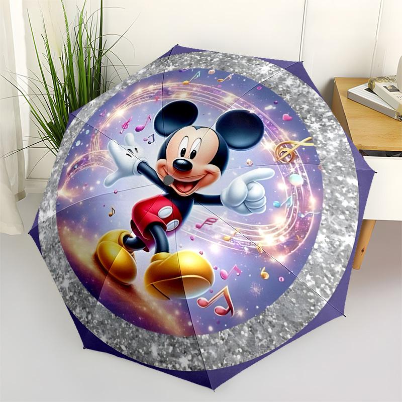 

Mickey Mouse, Music Notes Themed Automatic Opening and Closing Umbrella, Brightly Colored 8-rib Portable Umbrella, Suitable for Men and Women, A Perfe