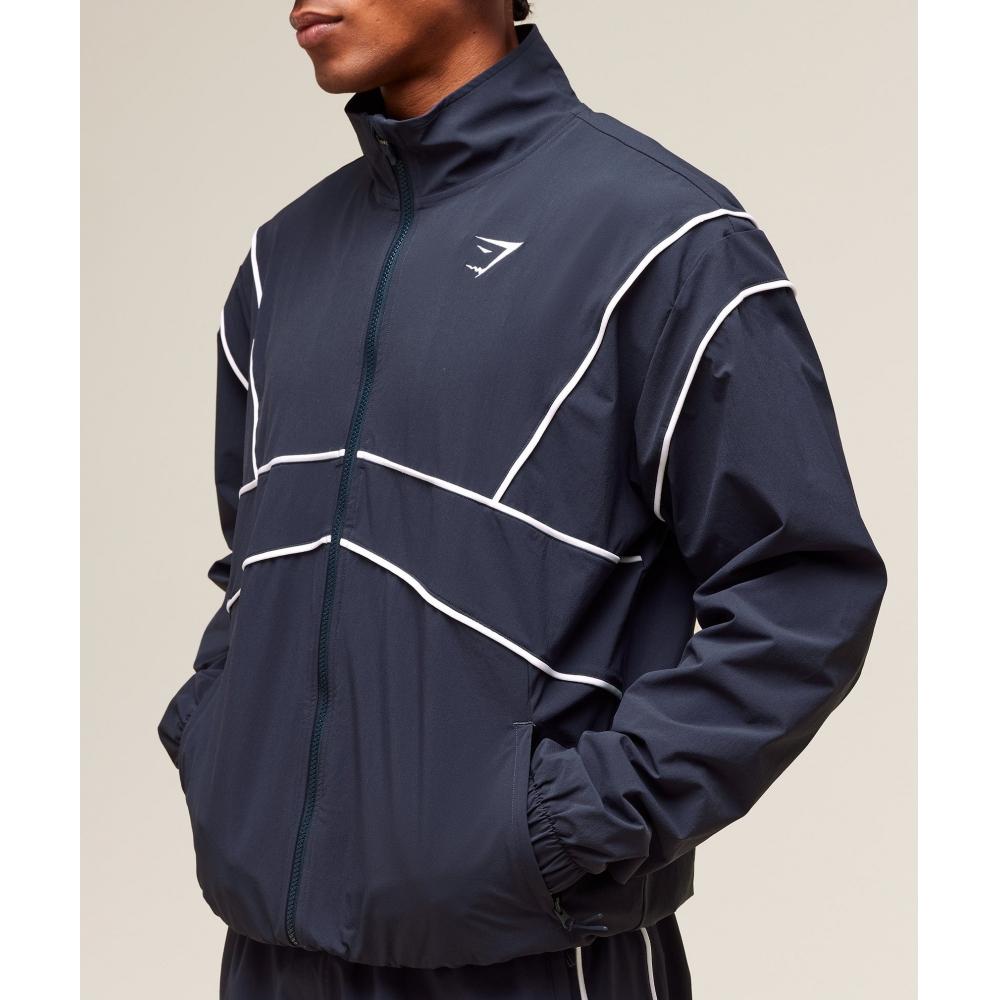 Gymshark Retro Crinkle Track Jacket Heavy Blue A2c1c Uctn