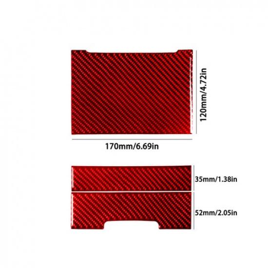 3Pcs Red Carbon Fiber Center Console Cupholder Cover Trim For Hyundai Azera