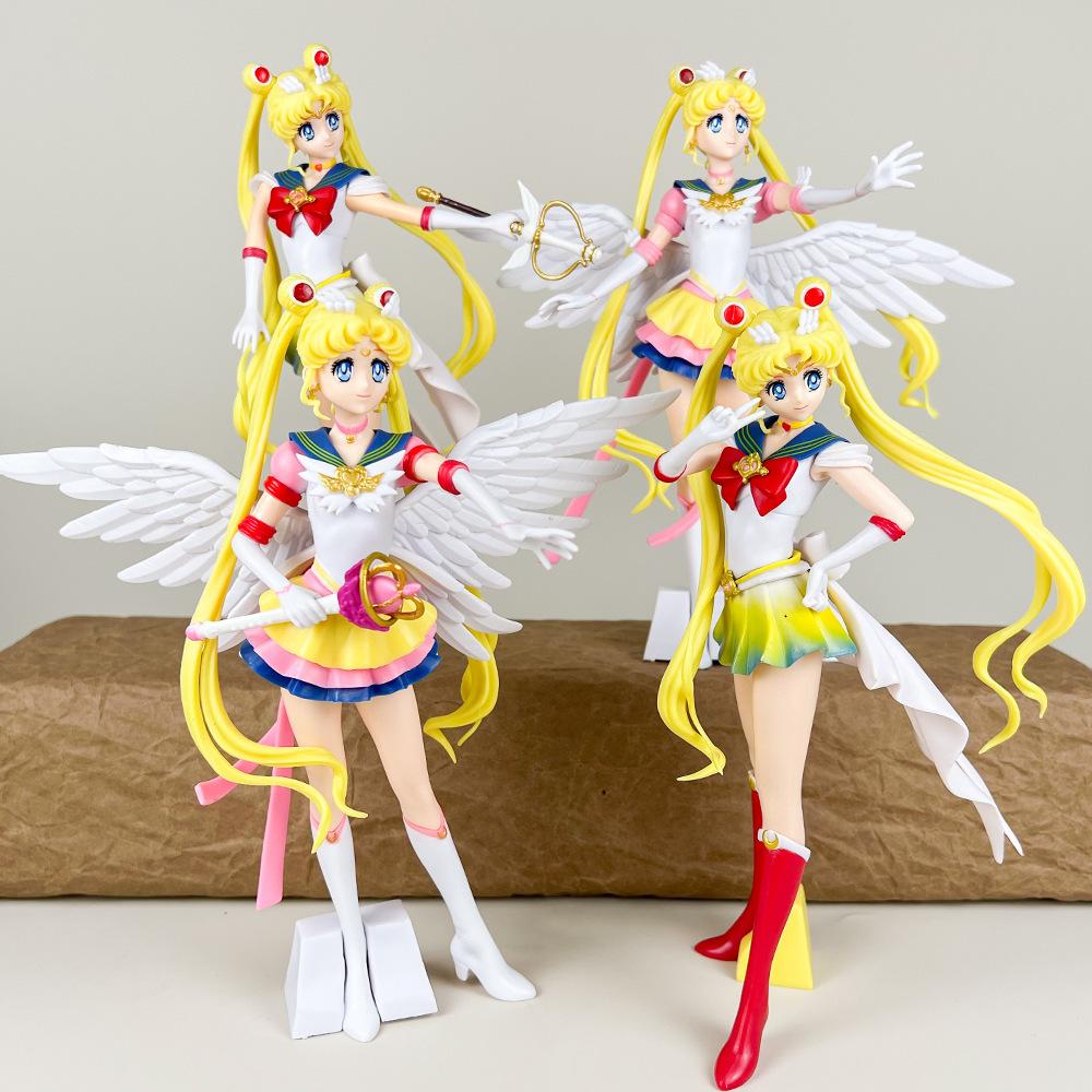 New Cartoon 23cm Anime Sailor Moon Tsukino Action Figure Wings Toy Doll Cake Decoration PVC Model Girls Gift Toy for kid