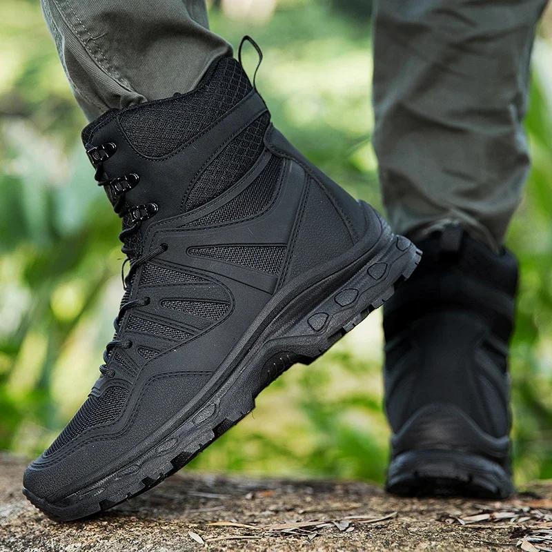 Men Tactical Boots Desert Hunting Lace Up Work Ankle Training Waterproof Hiking Shoes Outdoor Male Brand Climbing Shoe Army Boot