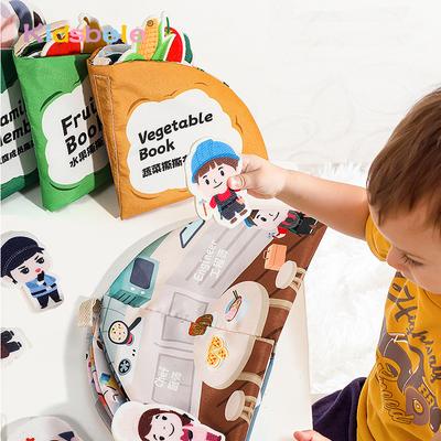 Livro de Pano Rasgável Livro Silencioso Para Menina e Para Menino Lavável Montessori Bebê Quadro Ocupado Lavável Livro Enrugado Infantil
