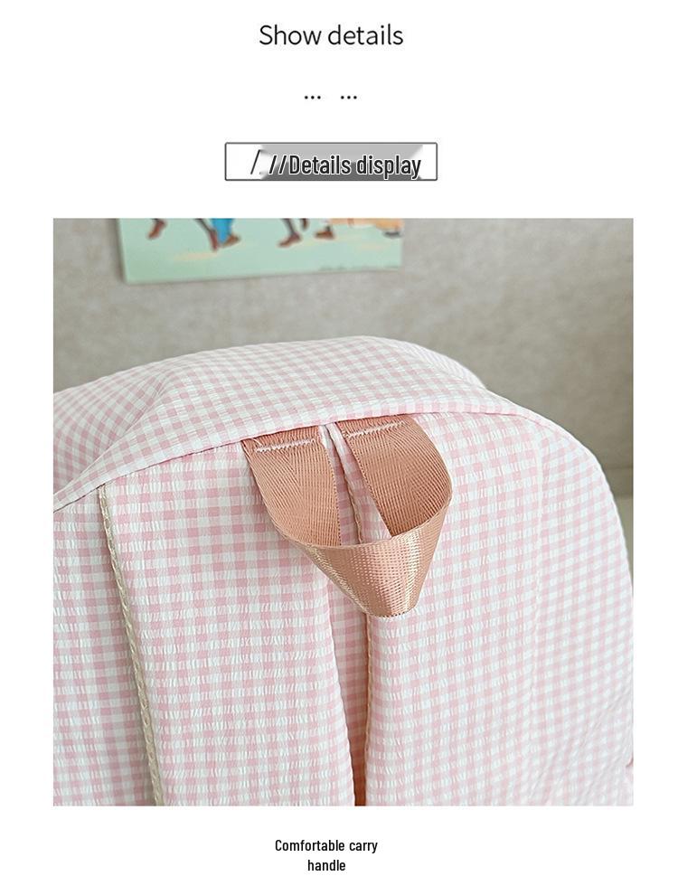 Cross-Border High-Value Soft Plaid Backpack for Girls - Large Capacity for Middle, High School, & College Students