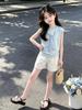 2026 Korean Style Girls' Summer Casual Two-Piece Sleeveless Shorts Set
