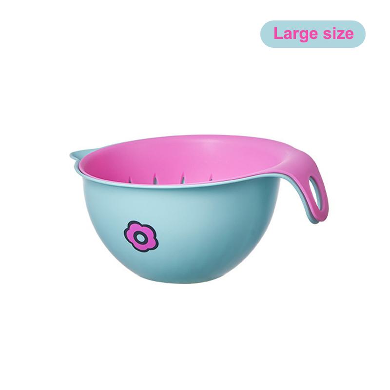 Kreativní multifunkční odkapávací koš Dvouvrstvý kuchyňský koš na ovoce a zeleninu Kulatý plastový koš na mytí nádobí s rukojetí