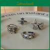 Vintage Inspired Geometric Star Ring In Antique Silver For Fashionable Women
