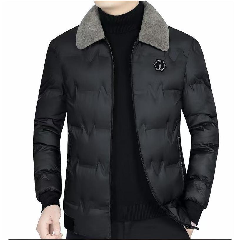 

Пуховик Зимняя одежда Толстый меховой лацкан Для среднего возраста Теплый стеганый жакет Повседневный жакет L чёрный