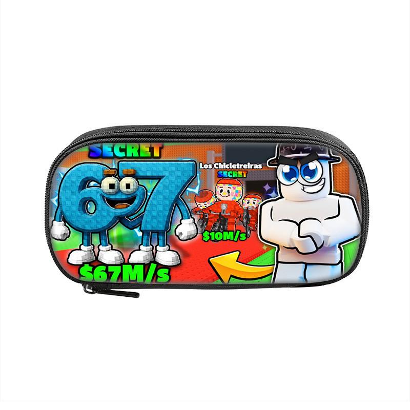 Six Seven Printed Pattern Nylon Pencil Case For Students With Compact Storage And Casual Style