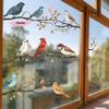 1Pc Watercolor Simulation Bird Branches Removable Window Stickers for Bedroom Home Decorative Privacy Film