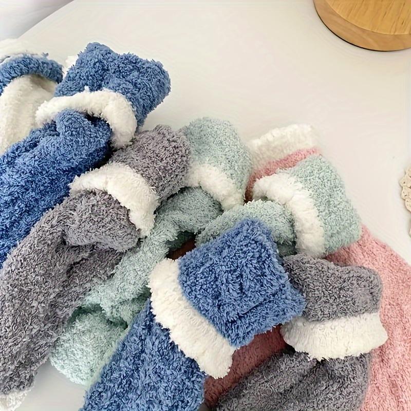 7 Pairs Fuzzy Coral Fleece Twist Embossed Floor Socks For Fall & Winter, Warm Soft Comfy & Breathable Socks, Women's Stockings & Hosiery